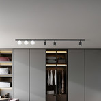 Plafonnier Vox, à 6 lampes, verre, noir, longueur 159 cm