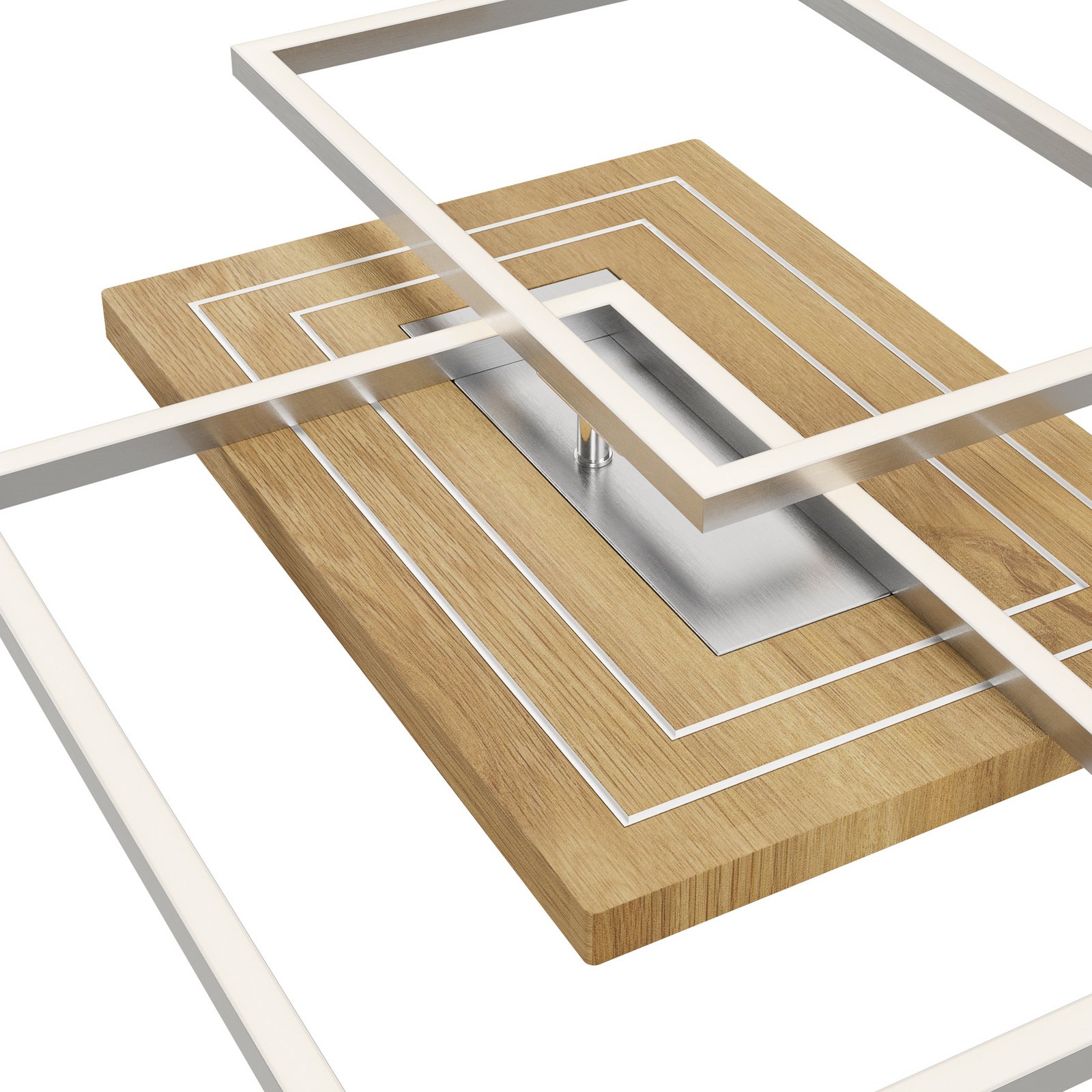 LED griestu lampa Inka S, garums 50 cm, gaiša koksne, dimmerējama