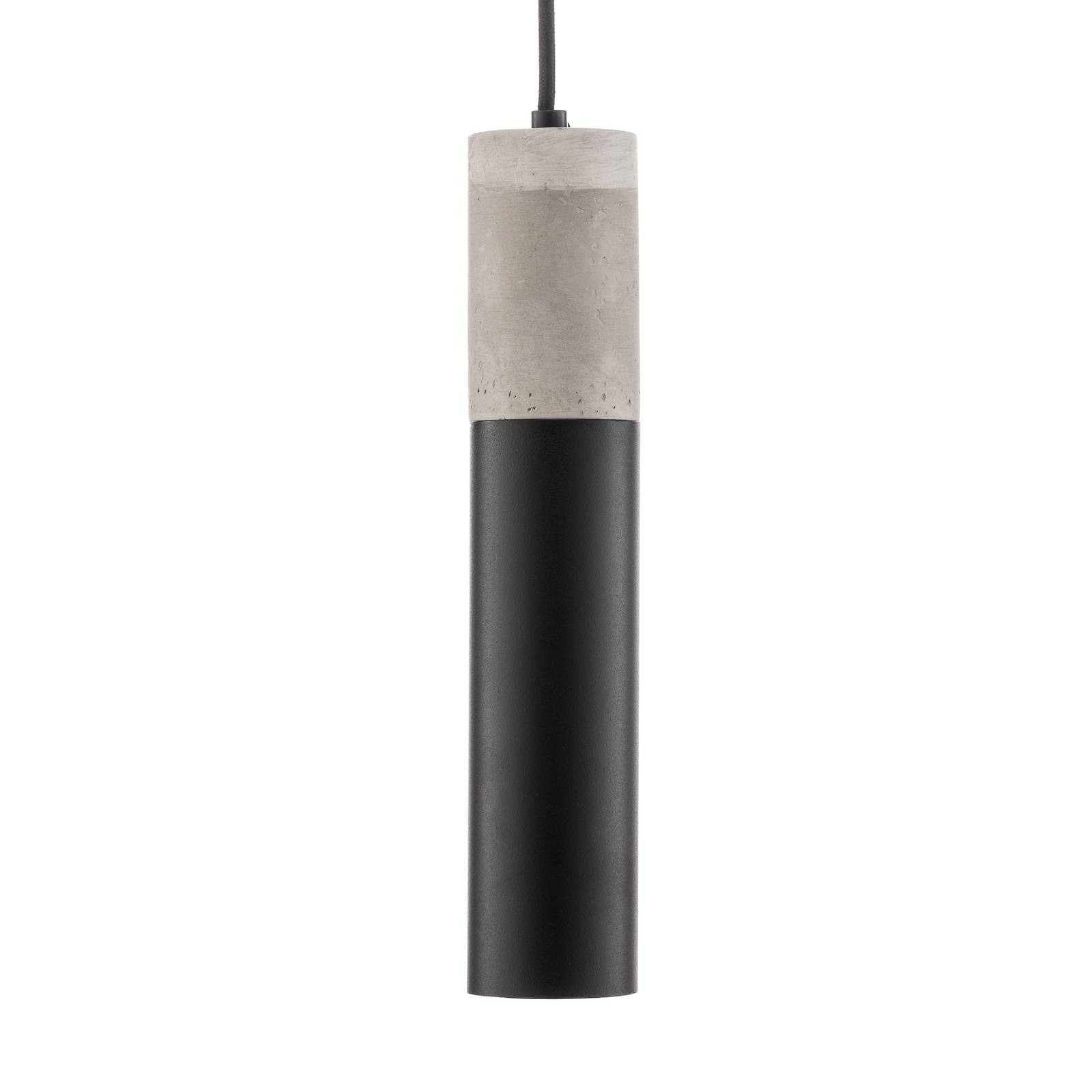 Lampa wisząca Tube, beton, czarna, 1-punktowa