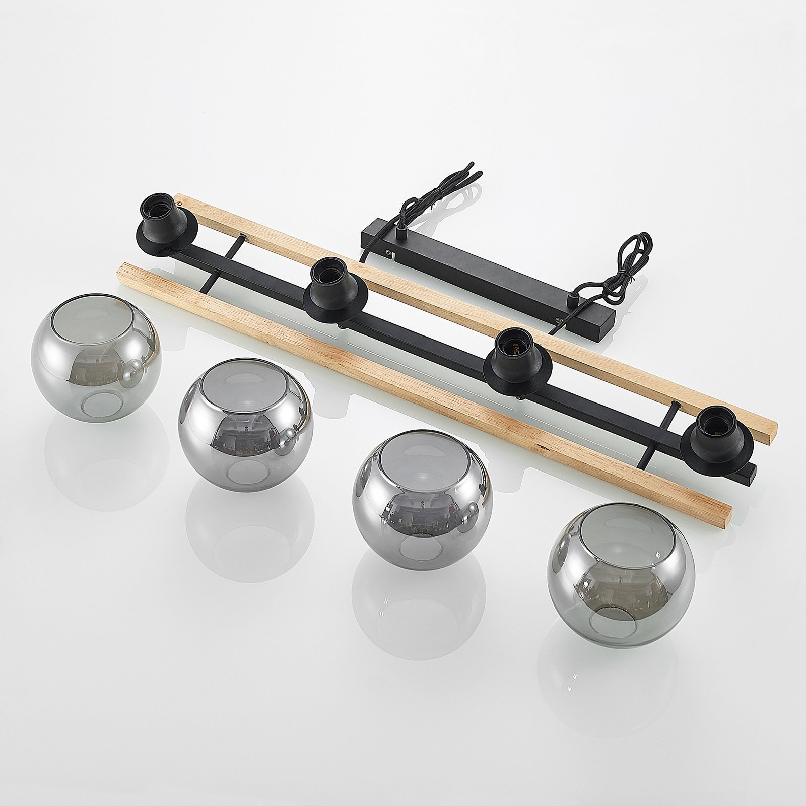 Philika Hanglamp Smoke/Wood/Black - Lindby