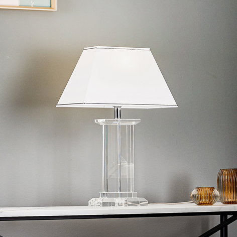 Bordlampe Veronique, fot bred, hvit/krom