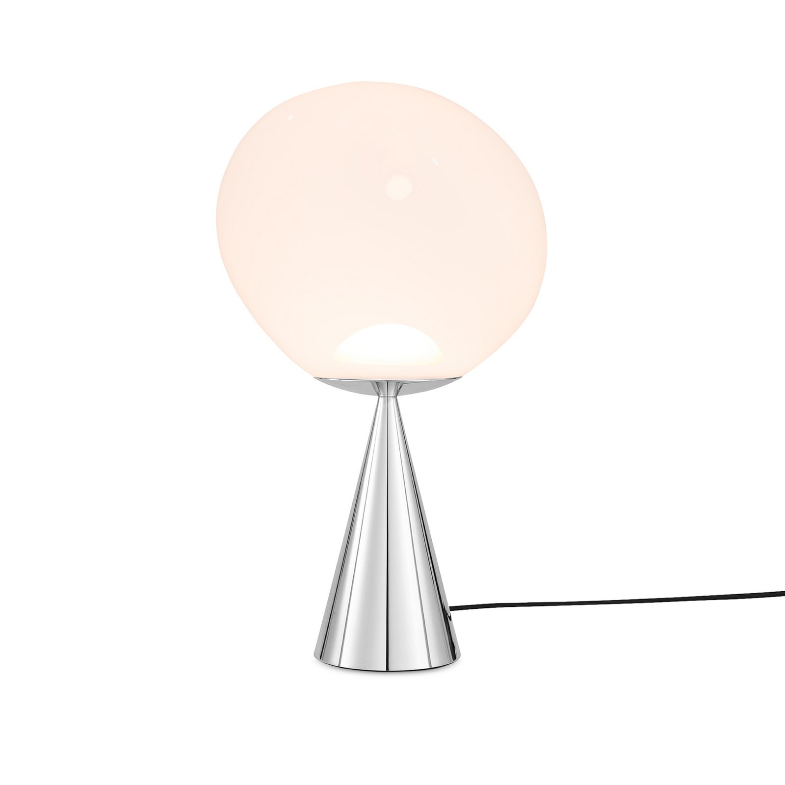 Tom Dixon Melt Cone Fat, Höhe 47 cm, opal, Fuß silberfarben