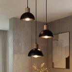 Pendellampe Seco, Ø 30 cm, schwarz, Metall/Holz, 3-flg.