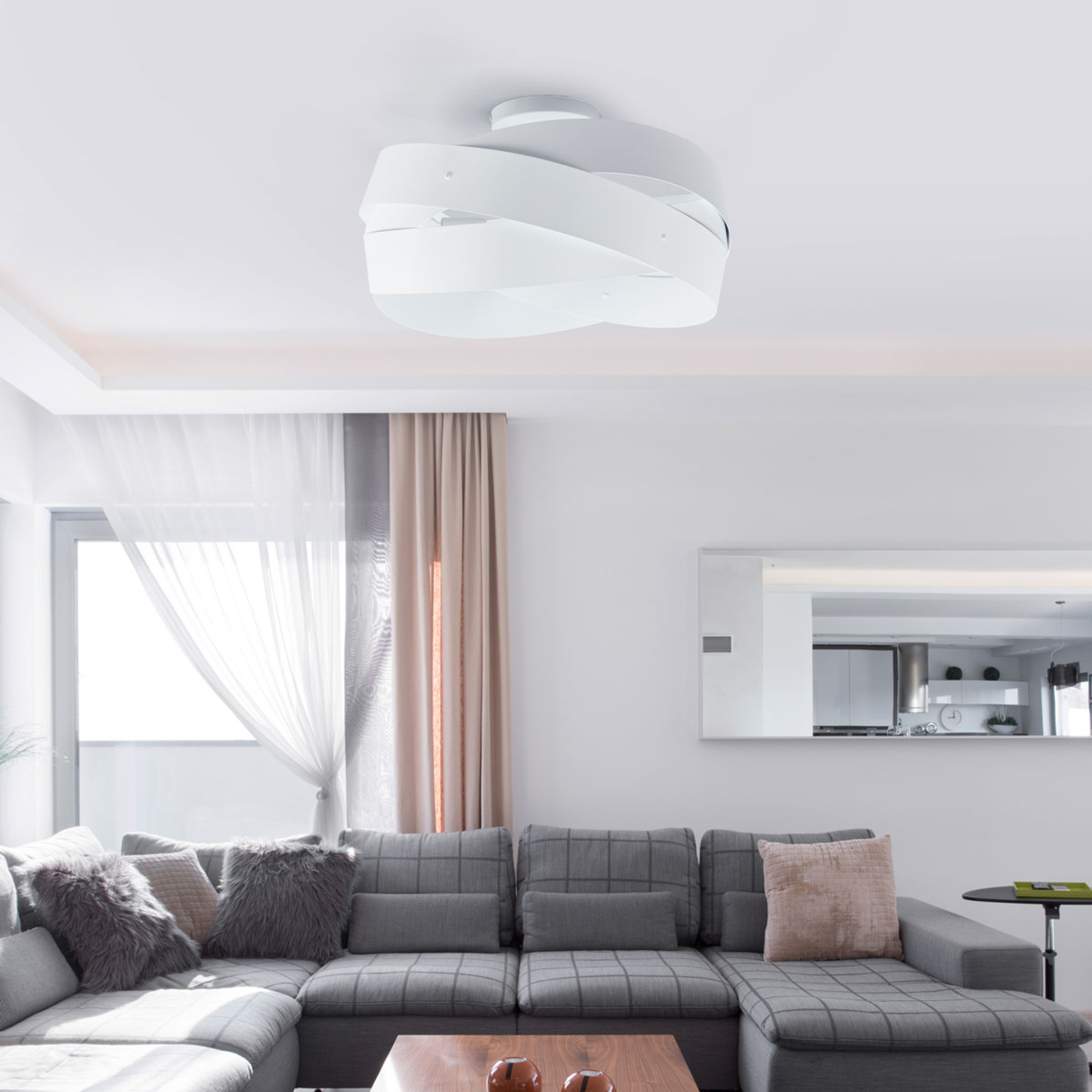 Tornado - beautifully shaped ceiling lamp in white