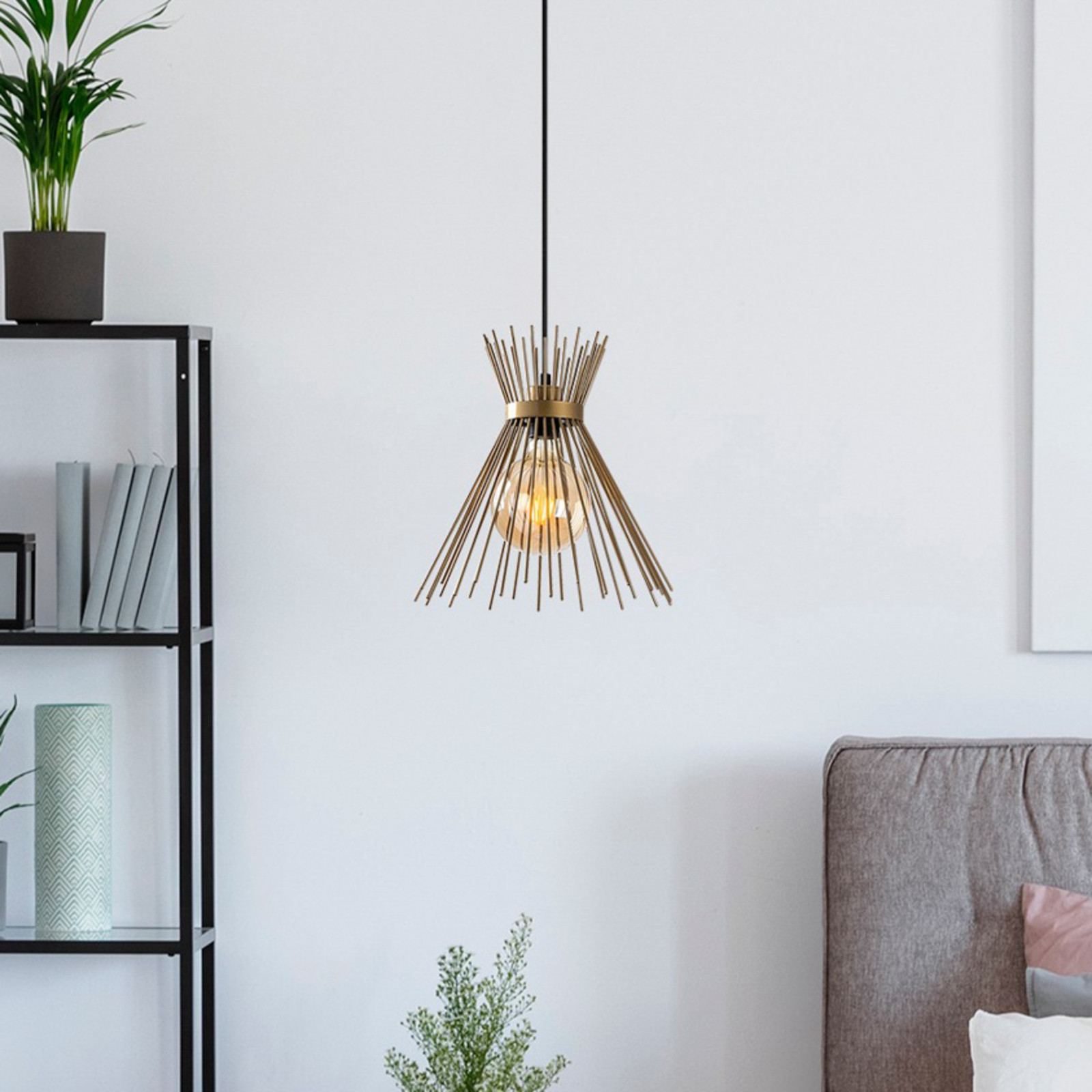 Opviq Lampă suspendată Kirpi 3082 1 bec Ø34cm auriu - Camera de zi / sufragerie - modern - auriu negru - Metal