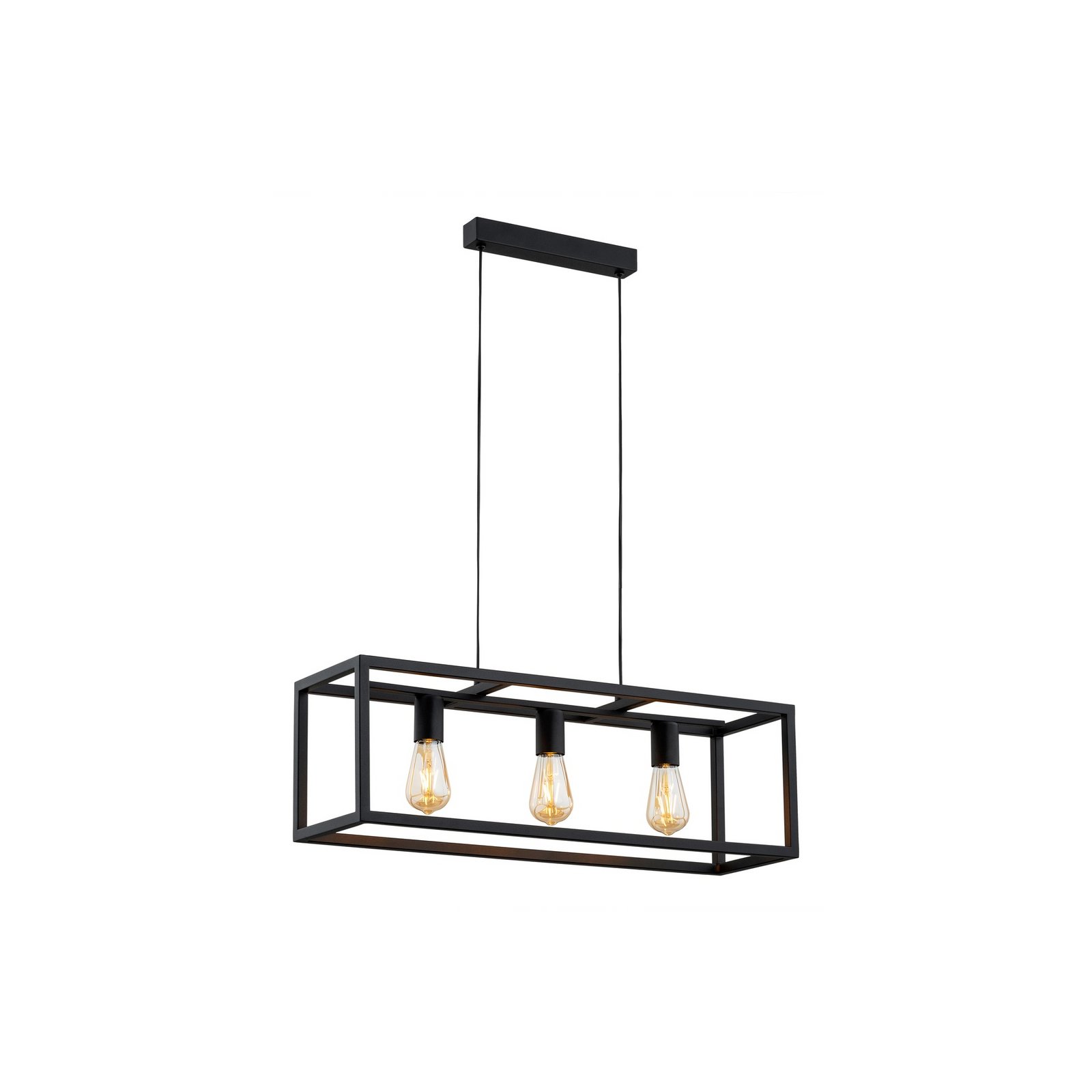 Hanglamp Valeria, zwart, staal, 3-lamps