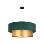 Lampada a sospensione Dorina, verde/oro, Ø 60 cm, tessuto, E27 - Duolla
