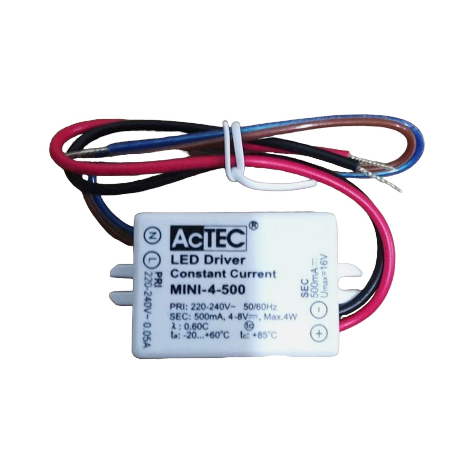 AcTEC Mini sterownik LED CC 500mA, 4W, IP65