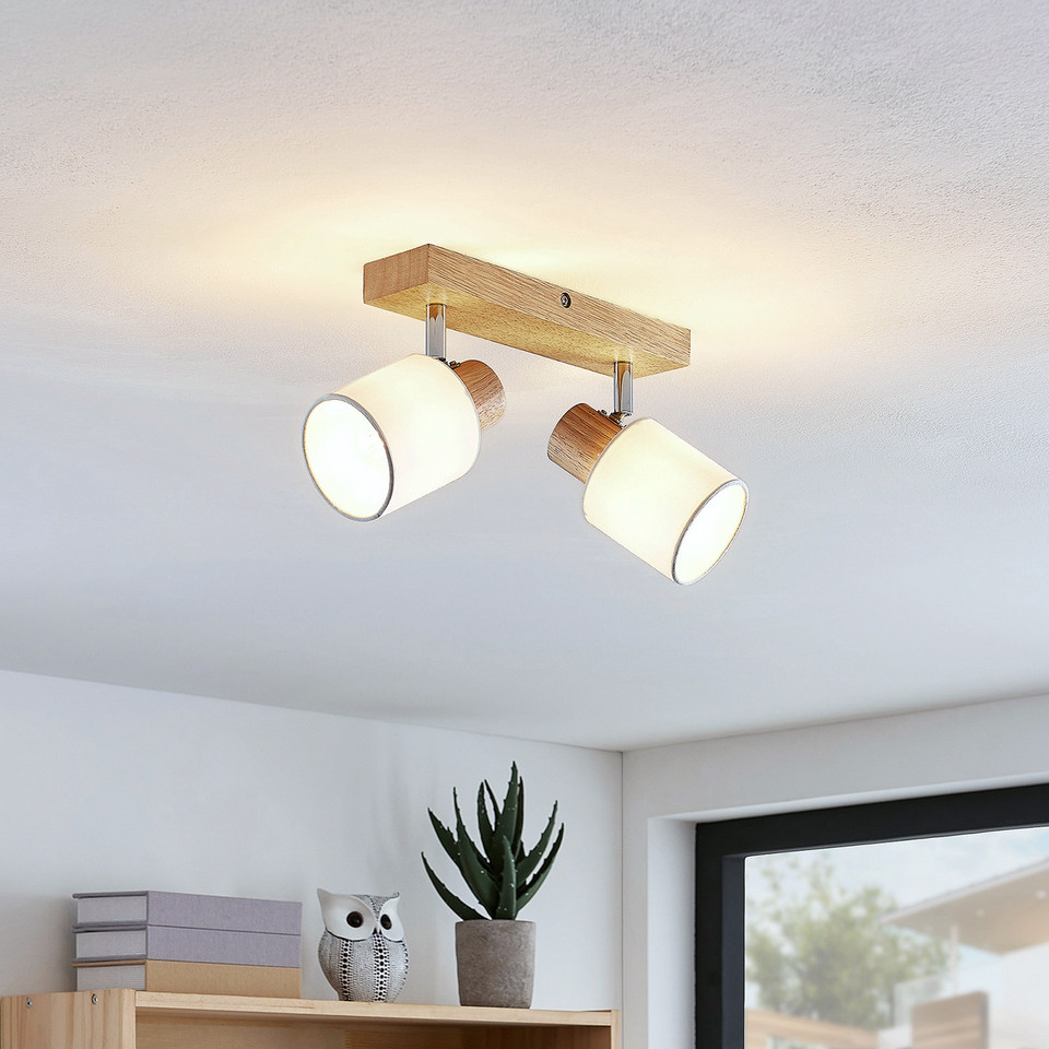 Lindby Wanessa 2 Plafond Wood/White, trä från Lindby