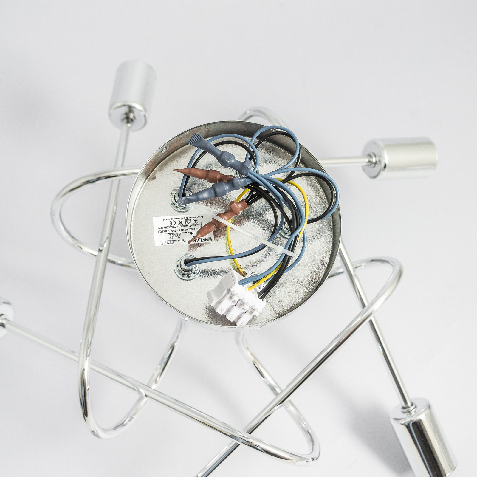 Plafonnier Oxford, chrome, à 5 lampes, Ø 47 cm, métal