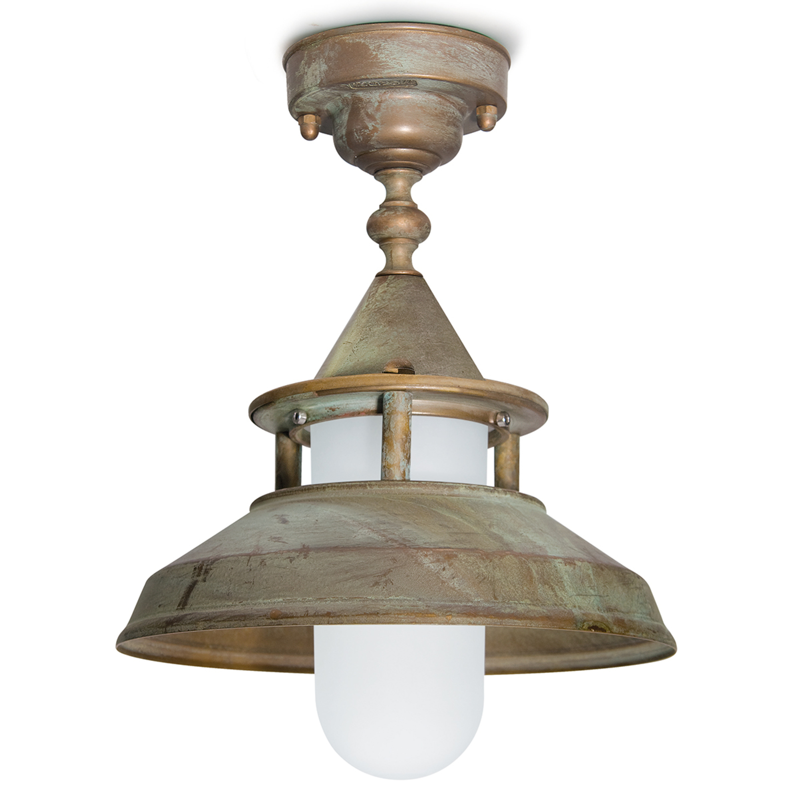 Moretti Taklampe Antique med antikk preg, t?ler saltvann - dimbar - maritim utelampe tak - antikk messing, glass