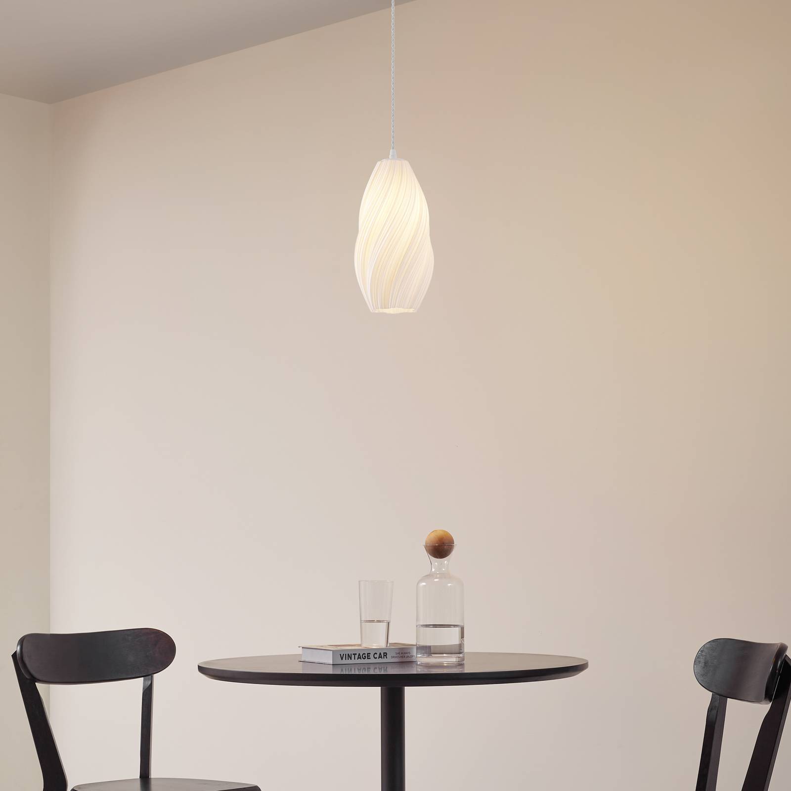 Lampa wisząca Lindby Nuvia, Ø 15,5 cm, biała, druk 3D