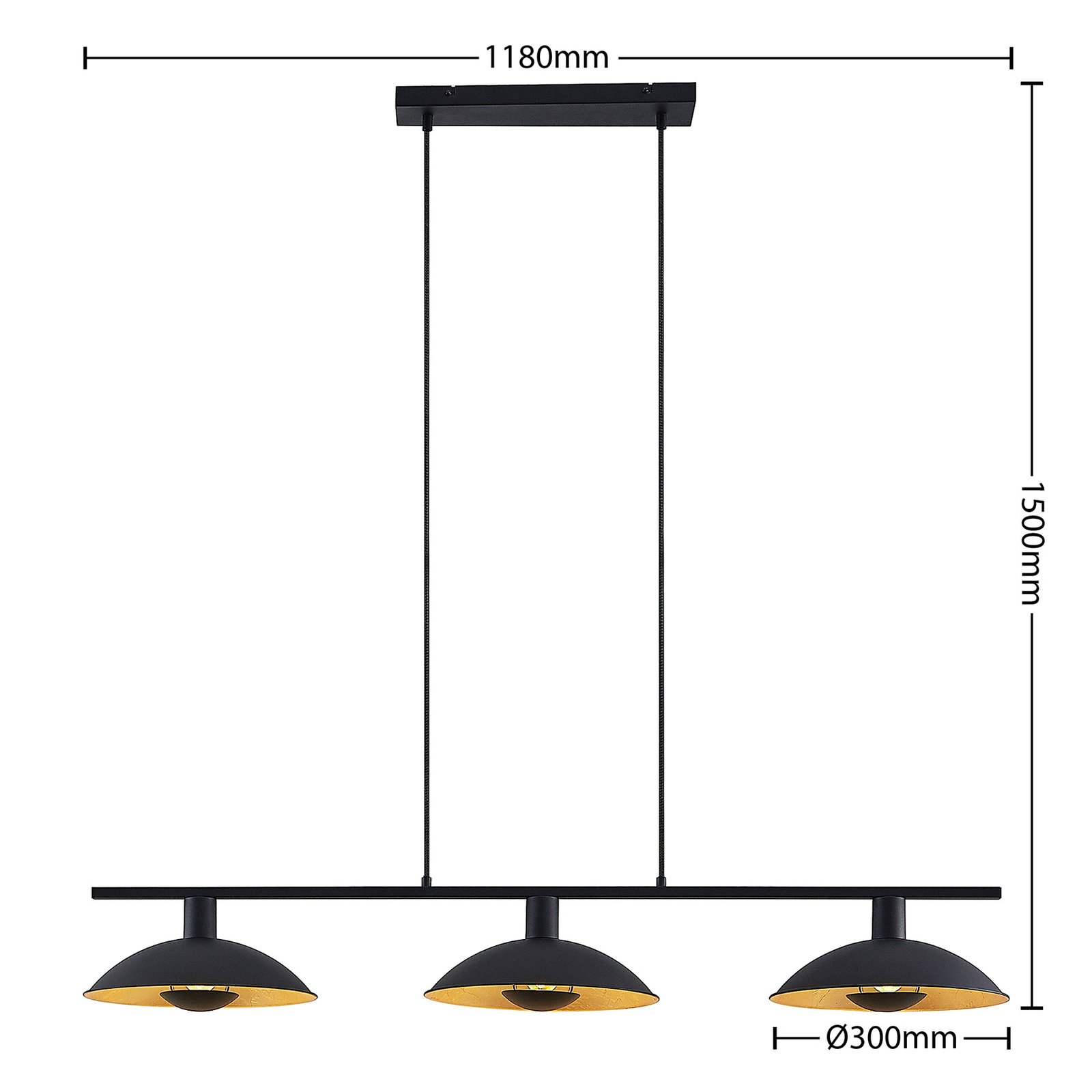 Narisara Long Pendant Black/Gold - Lindby