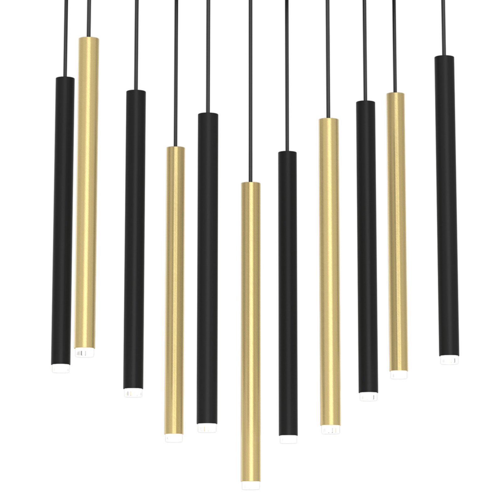 Monza pendant light, black/gold, 11-bulb