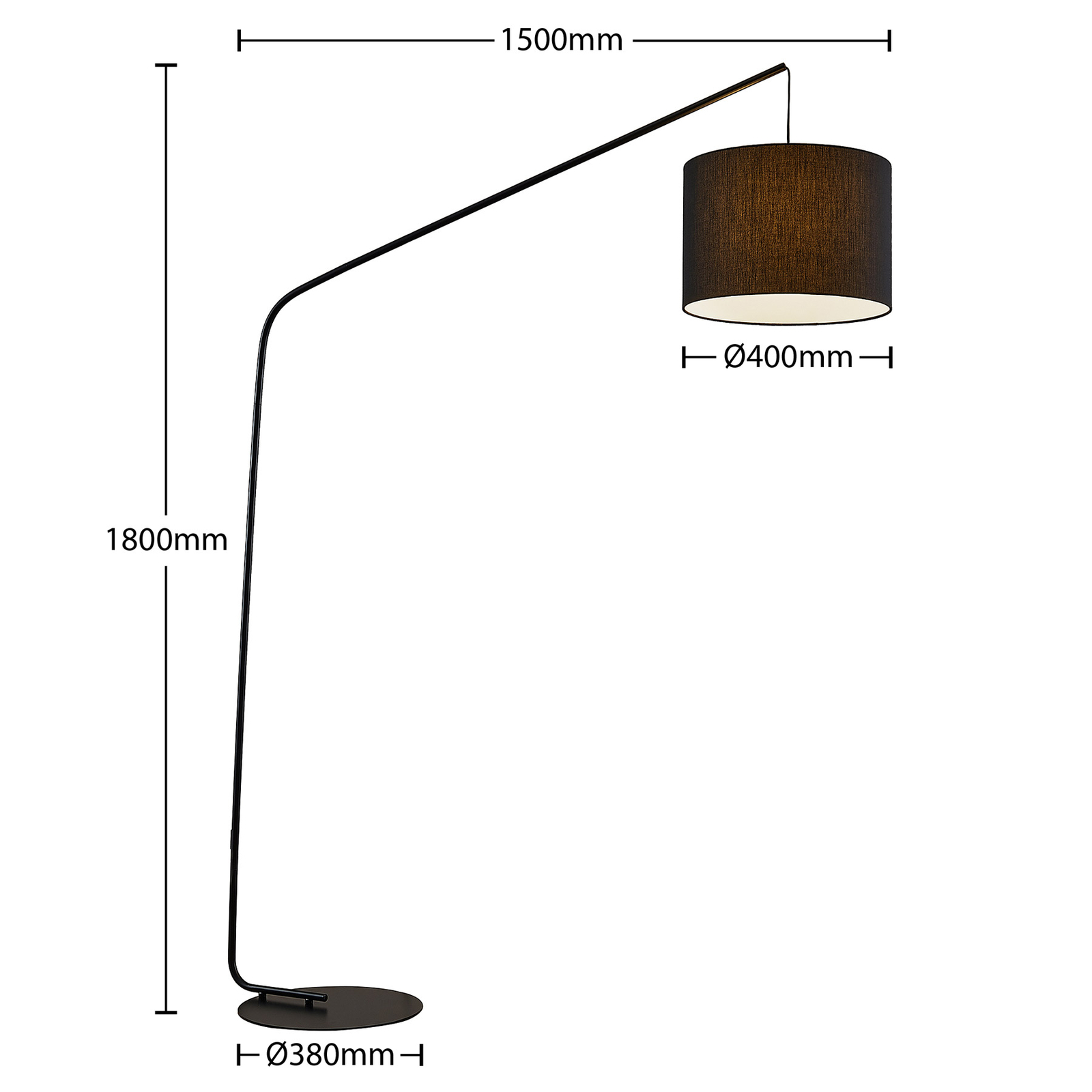 ELC Pajona gulvlampe med tekstilskjerm, svart