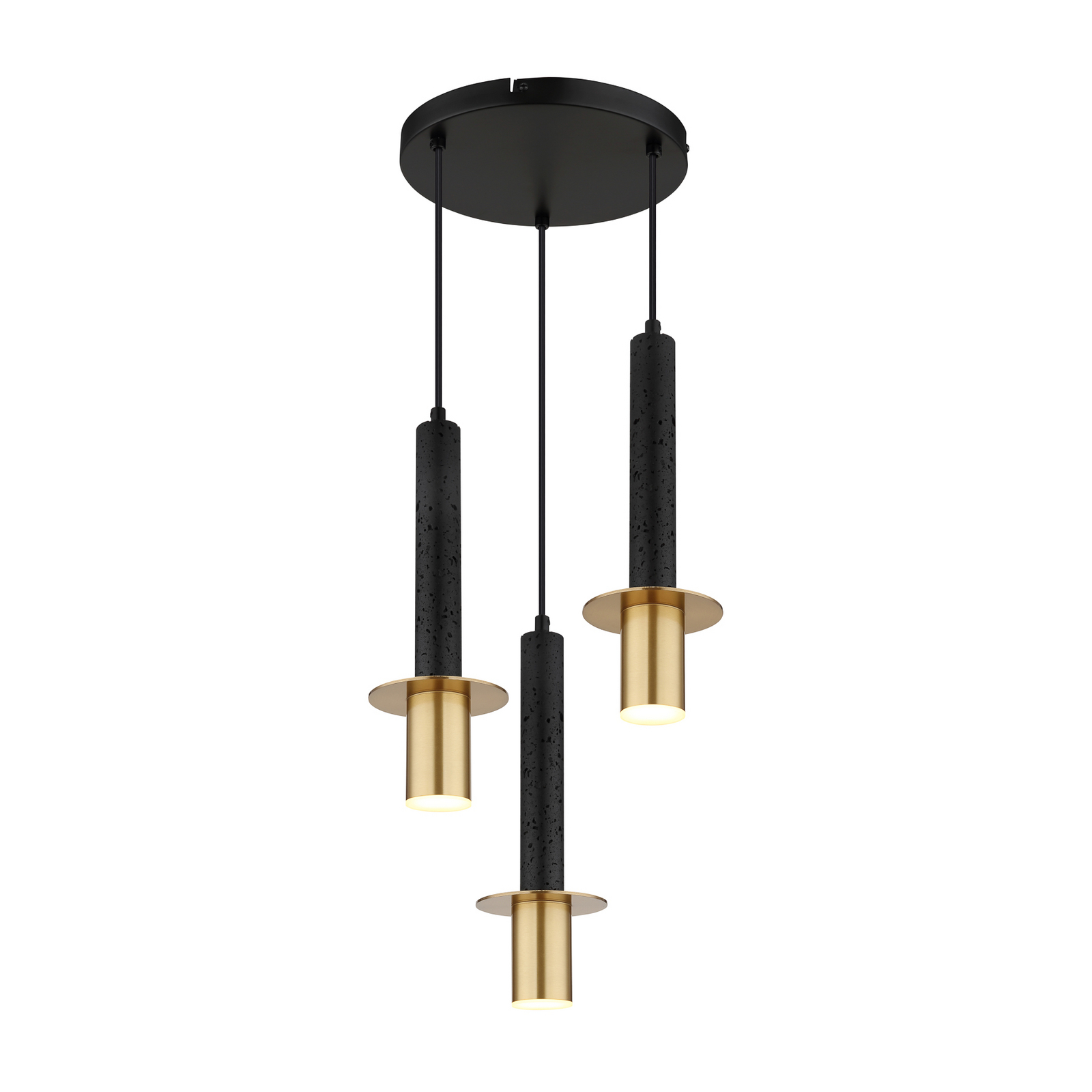 Lampada a sospensione Shanna Ø 33 cm, nero/ottone, pietra, a 3 luci Lampada a sospensione Shanna Ø 33 cm, nero/ottone, pietra, a 3 luci