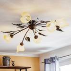 Miranda ceiling light, 6-bulb, oval, bronze