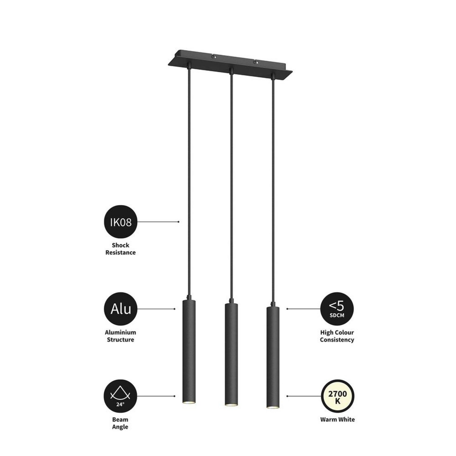 Franka 3 Hanglamp Black - Arcchio