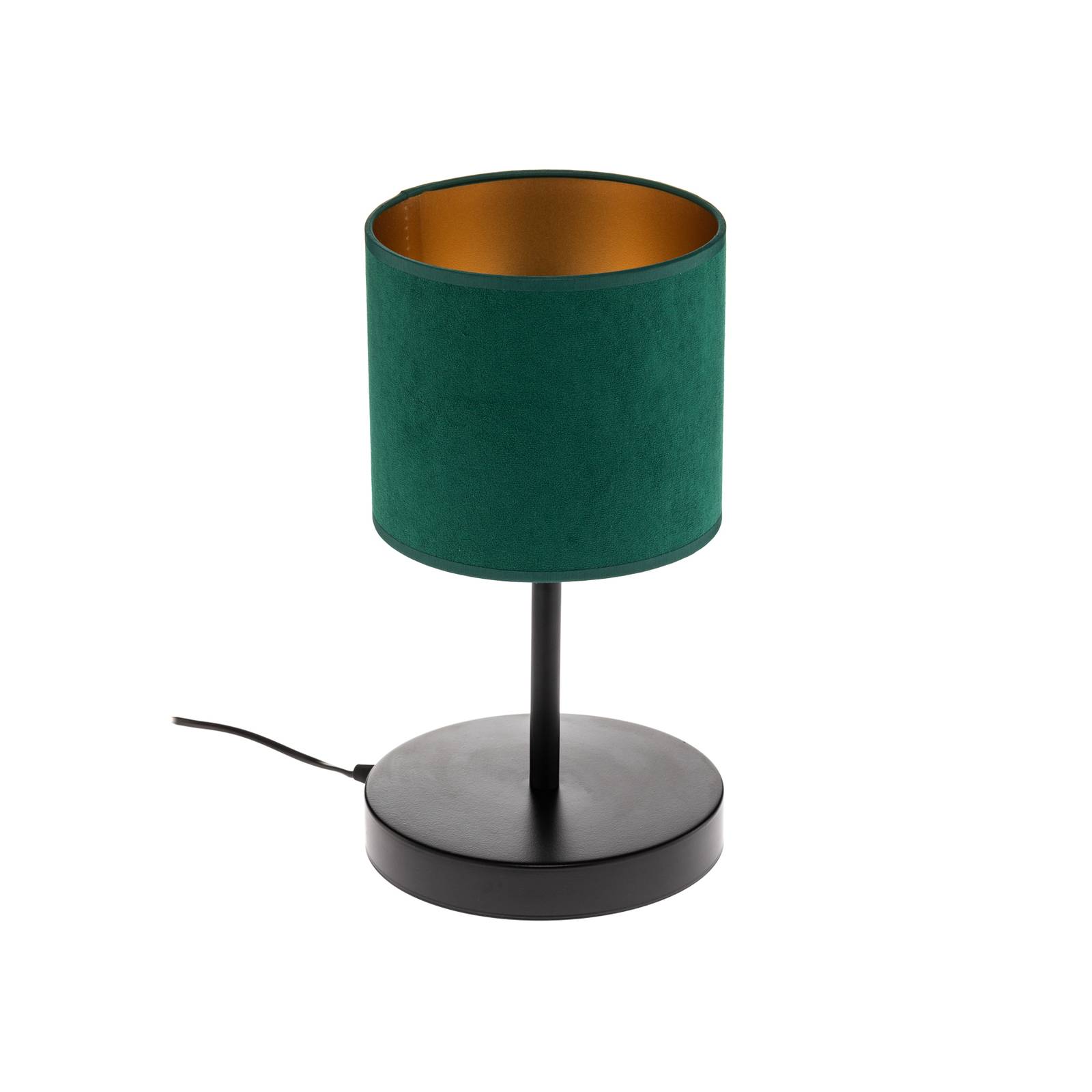 Lampe à poser Jari abat-jour tissu vert doré