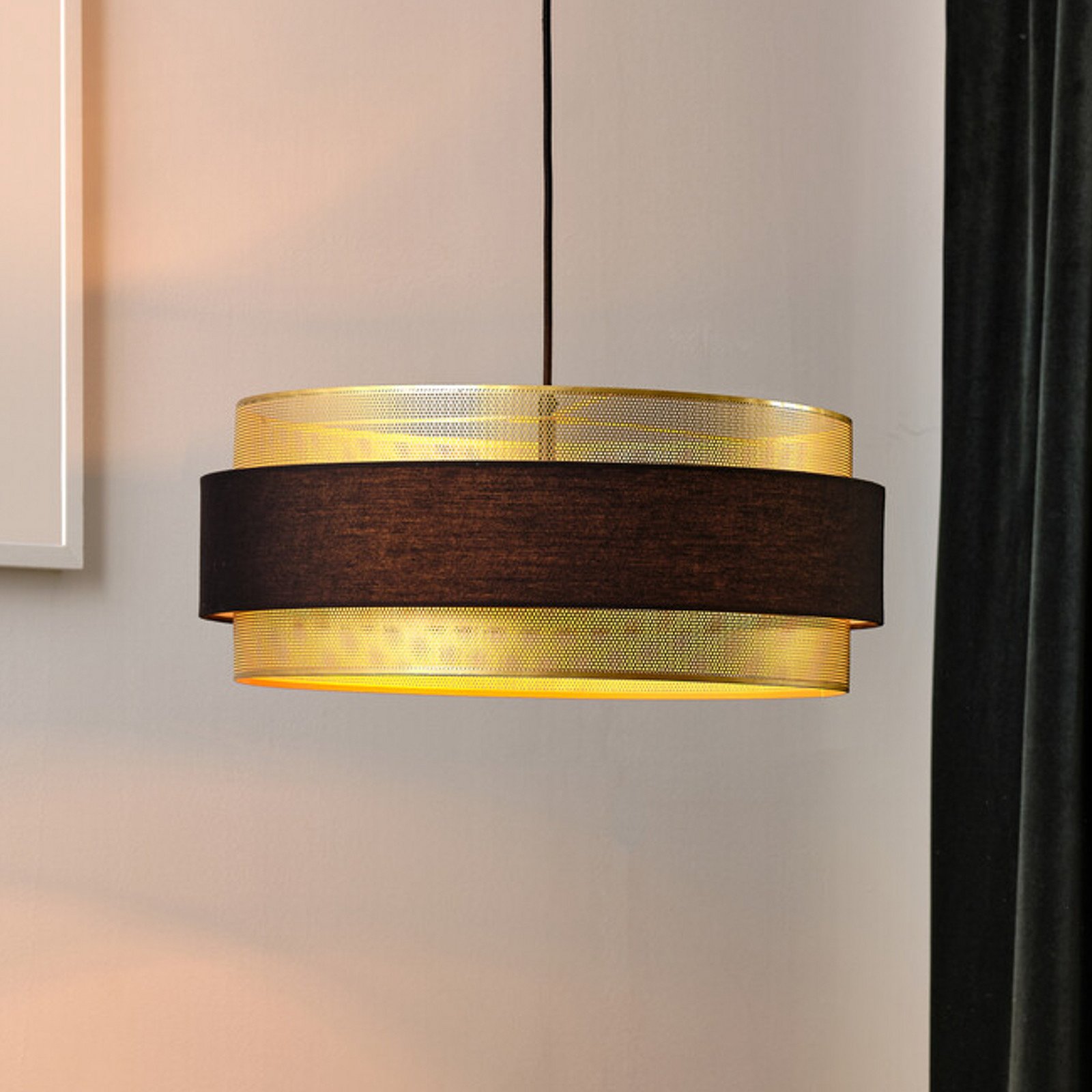 OSRAM lampă suspendată Decor Hornet negru/auriu E27 - Camera de zi / sufragerie - Modern - negru auriu - Țesătură / Textil