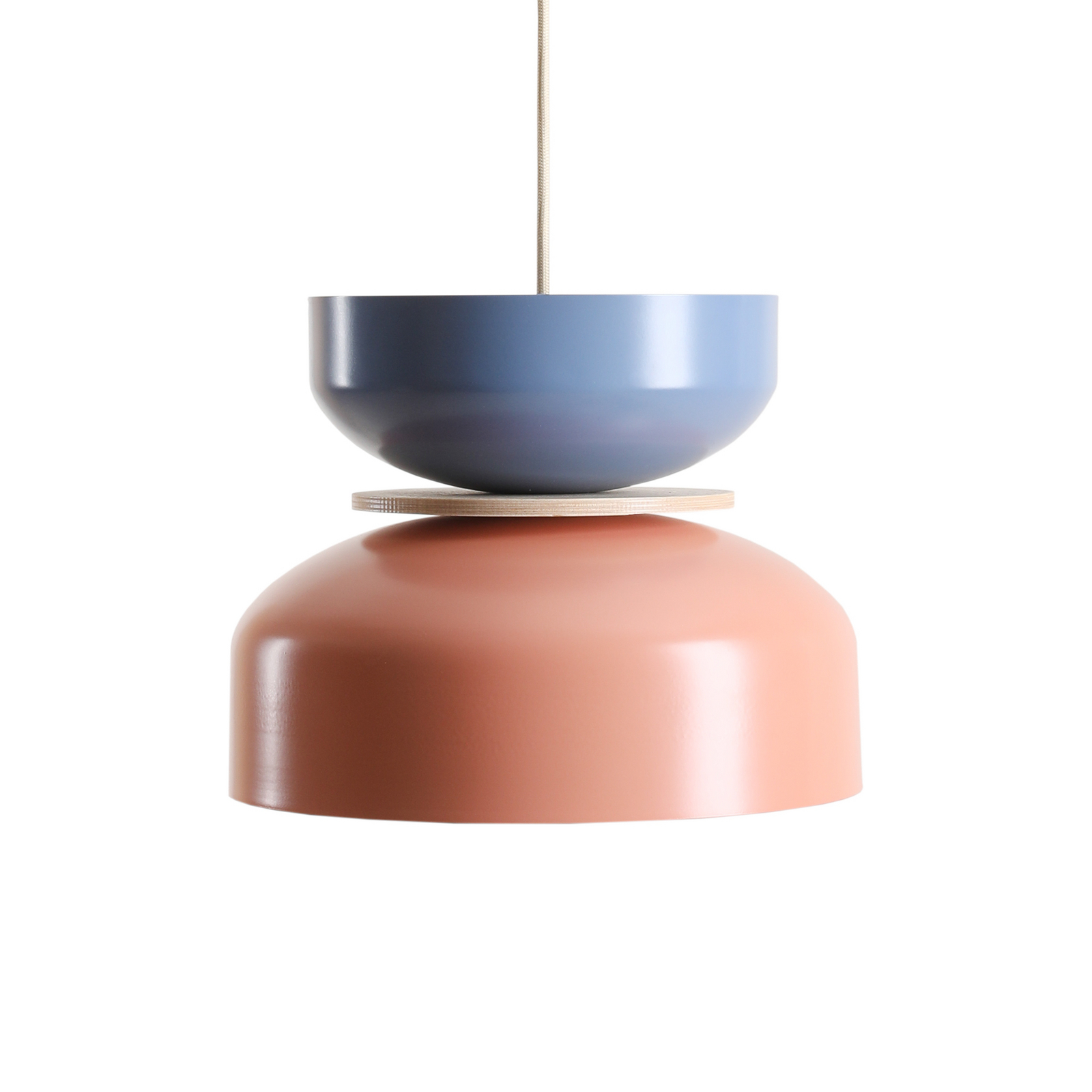 Hanglamp Tula, koraal/blauw, metalen kap Hanglamp Tula, koraal/blauw, metalen kap