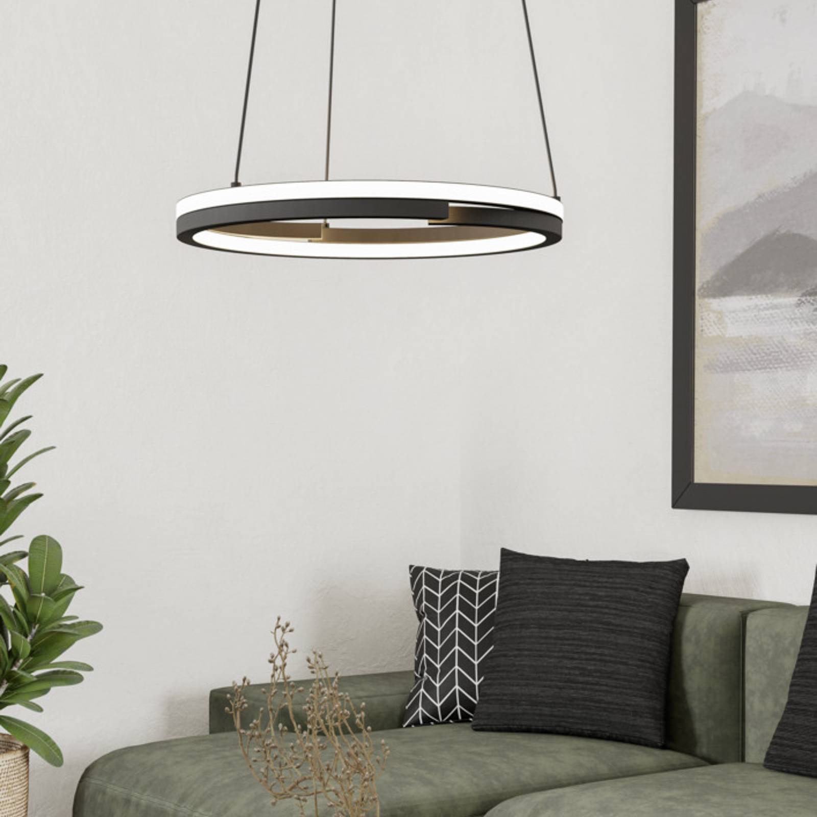 EGLO LED hanglamp MEZZOMONTE, zwart, Ø 48 cm, CCT