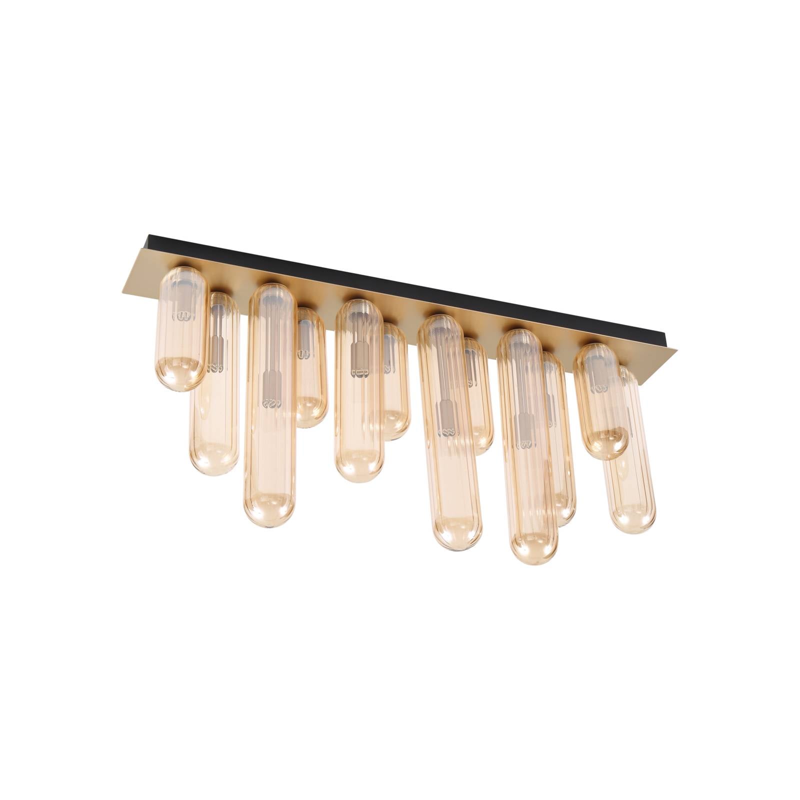 Lucande Deckenleuchte Freylin, 12-flammig, amber, Glas, 6 cm