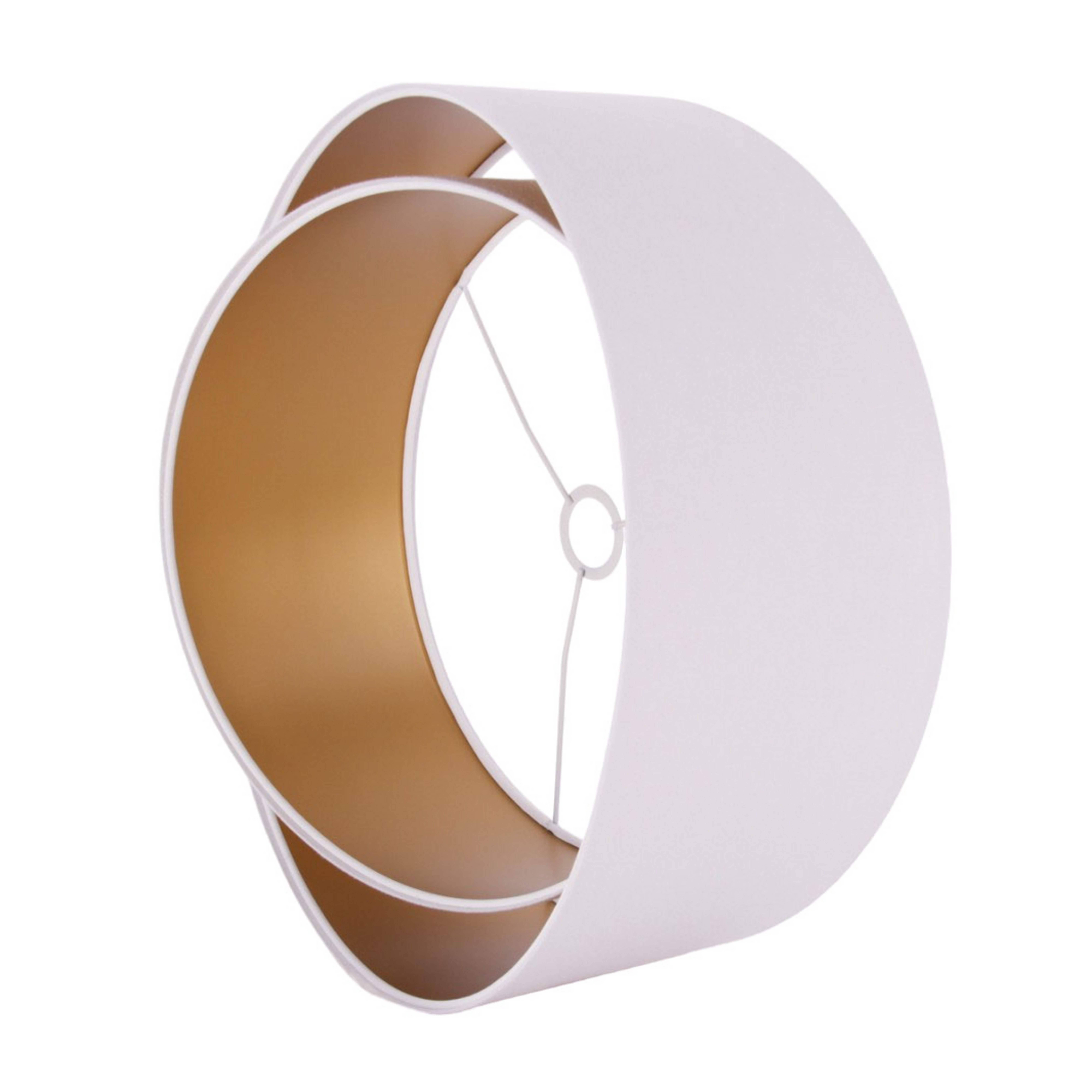 Abat-jour Chloe, Ø 50 cm, extérieur blanc, intérieur doré