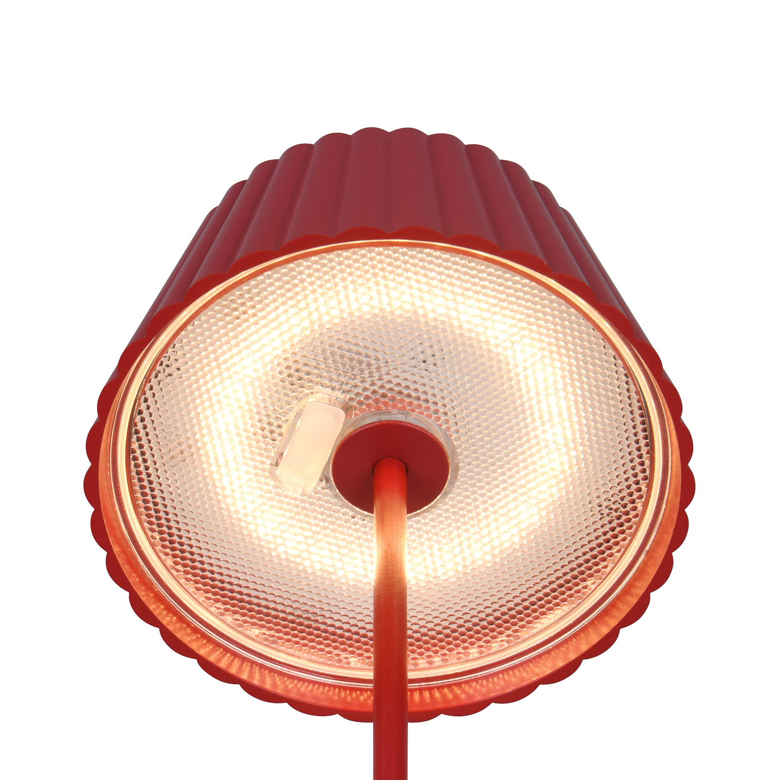 Suarez LED talna svetilka za polnjenje, rdeča, višina 123 cm, kovinska