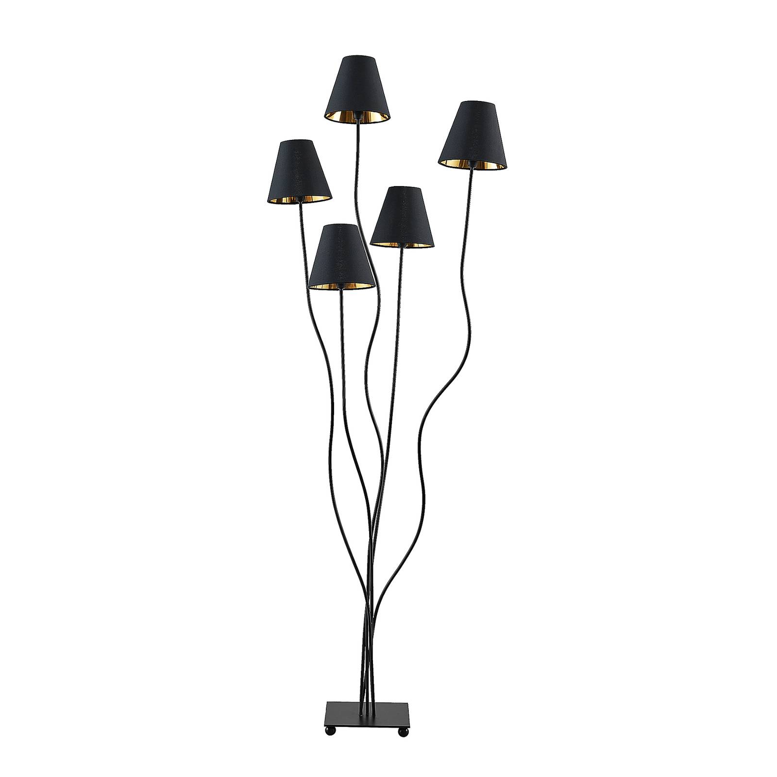 Lindby Komalie álló lámpa, öt izzós, fekete
