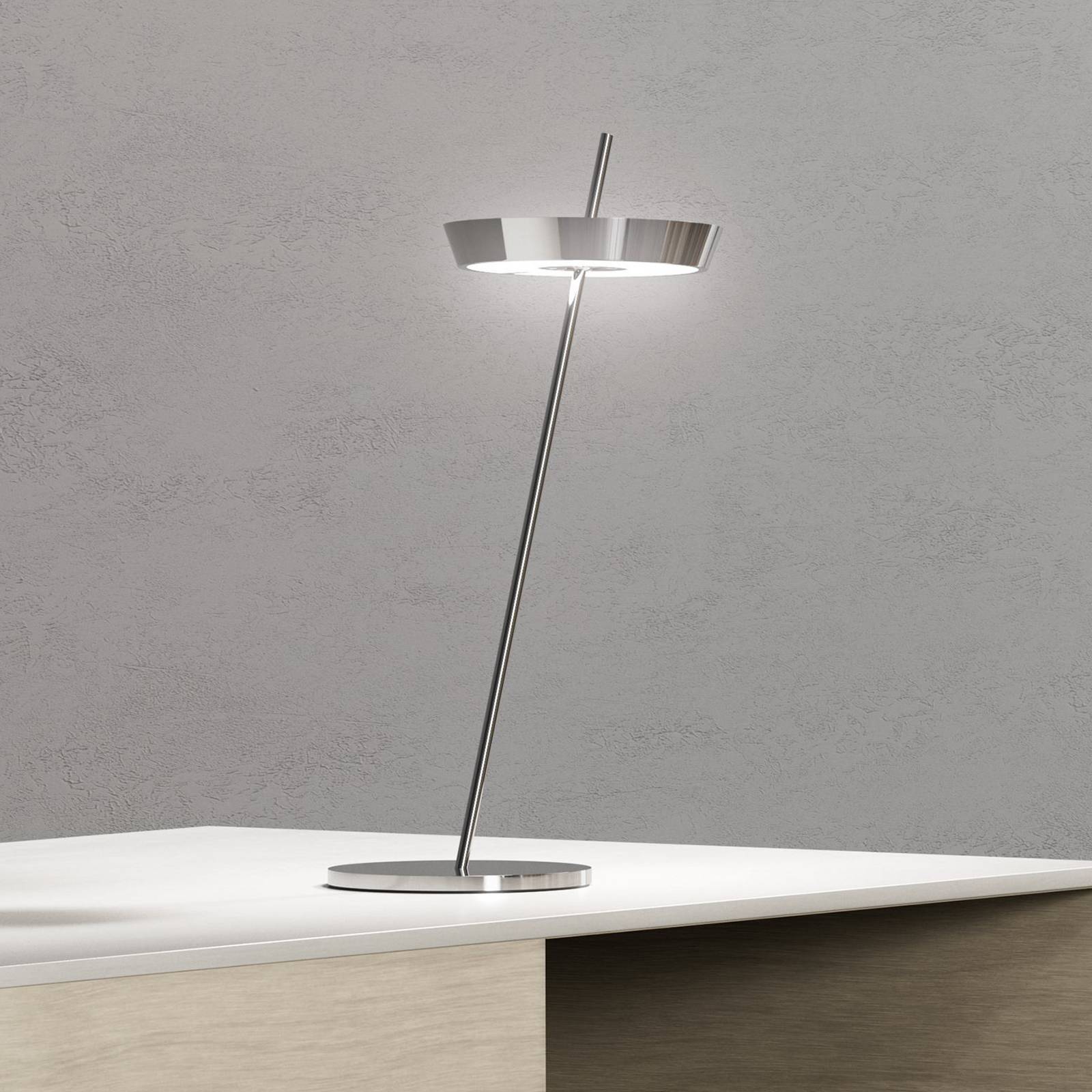 LED-Akku-Tischlampe Mahina chromfarben Höhe 36 cm Metall CCT günstig online kaufen