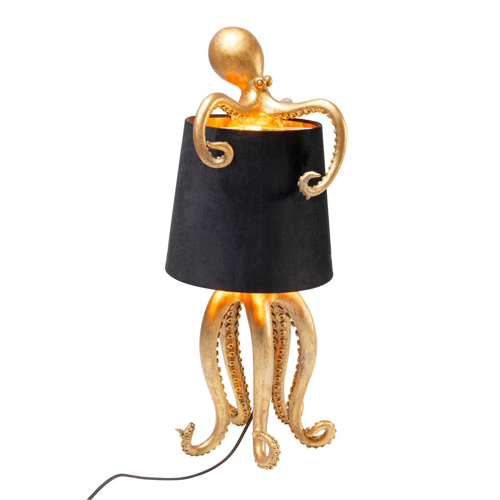 Candeeiro de mesa KARE Octopus, dourado, tecido, altura 47 cm Candeeiro de mesa KARE Octopus, dourado, tecido, altura 47 cm