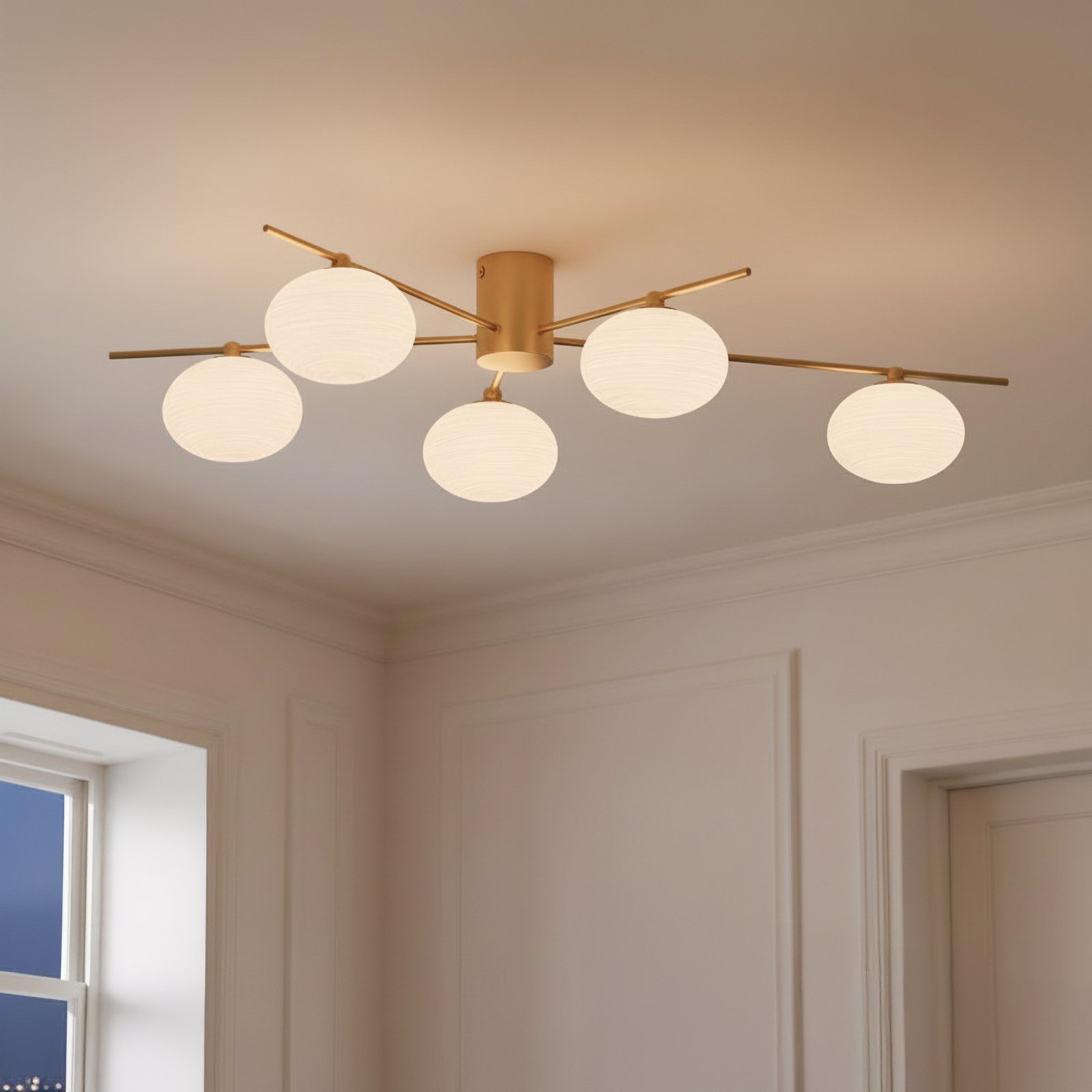 Lampa sufitowa Lindby Valisa, złota, 5-punktowa