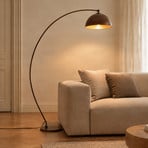 Lindby Bogenstehleuchte Jonera, braun, 185 cm, Metall, E27
