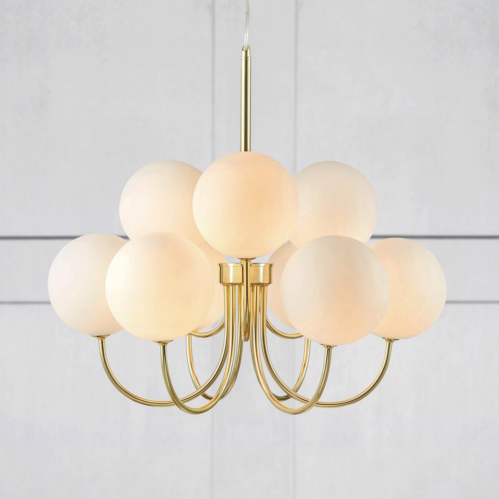 Hanglamp Bianco, 9-lamps, goud/wit, glas, G9