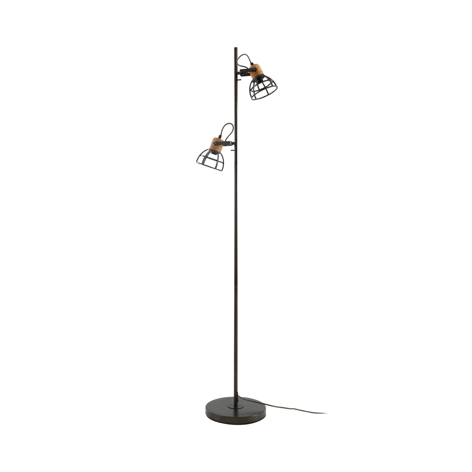 Lucande Arinthea floor lamp, 2-bulb, black, steel, E14