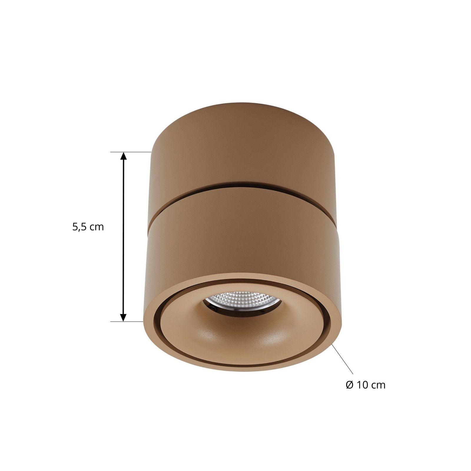 Spot pour plafond LED Arcchio, marron, à 1 lampe, 8,9 W