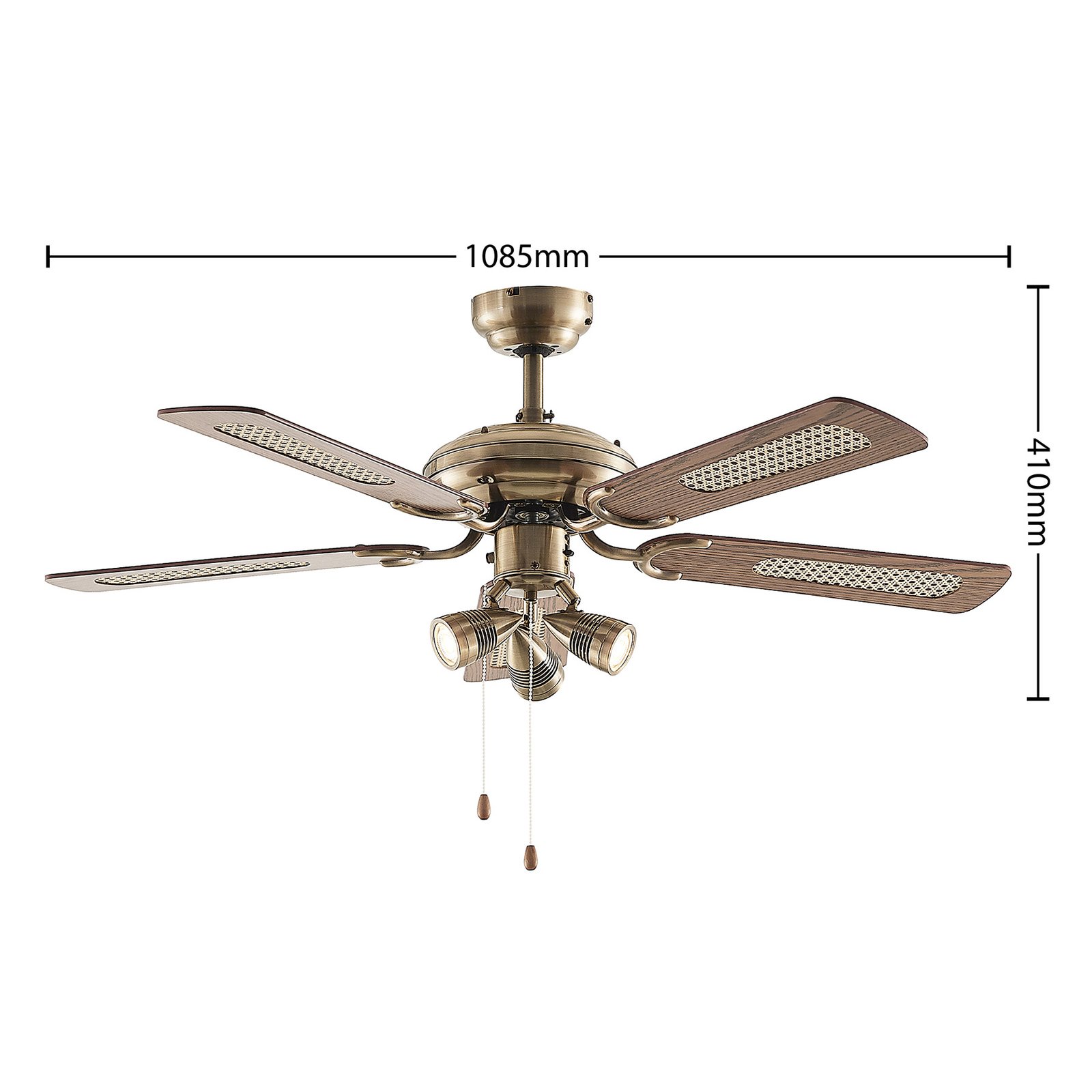 Lucande Deckenventilator mit Licht Anariki, leise, messing