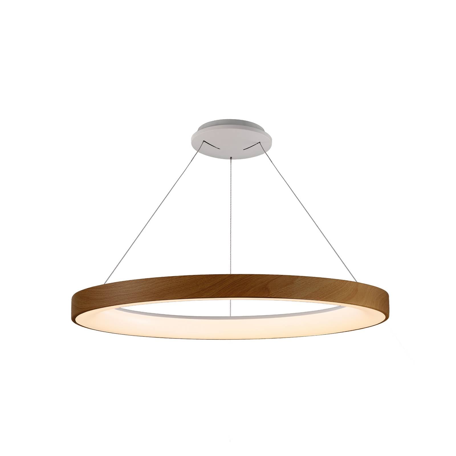 LED-Hängeleuchte Niseko II, Fernbedienung, Ø 65cm holzfarben