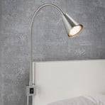 LED-Wandlampe Tuso, Bettmontage, nickel