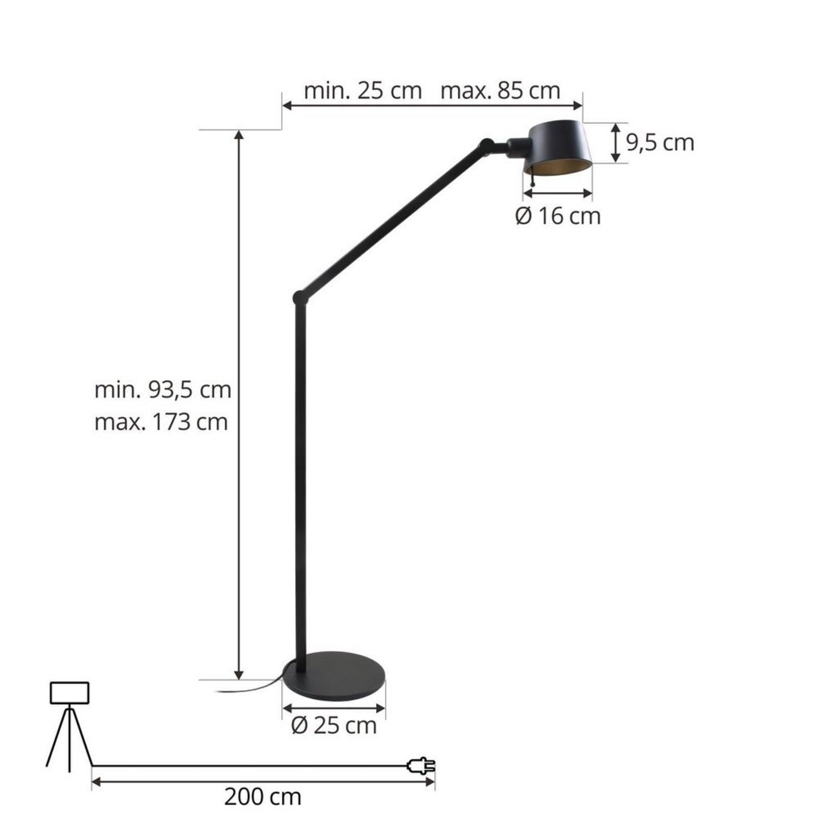 Silka Lampadar H173 Black - Lucande