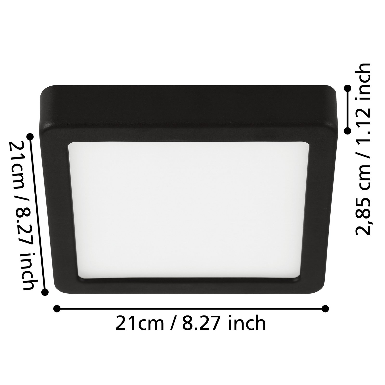 LED-Deckenlampe Fueva 5 IP44 3000K chrom 21x21cm