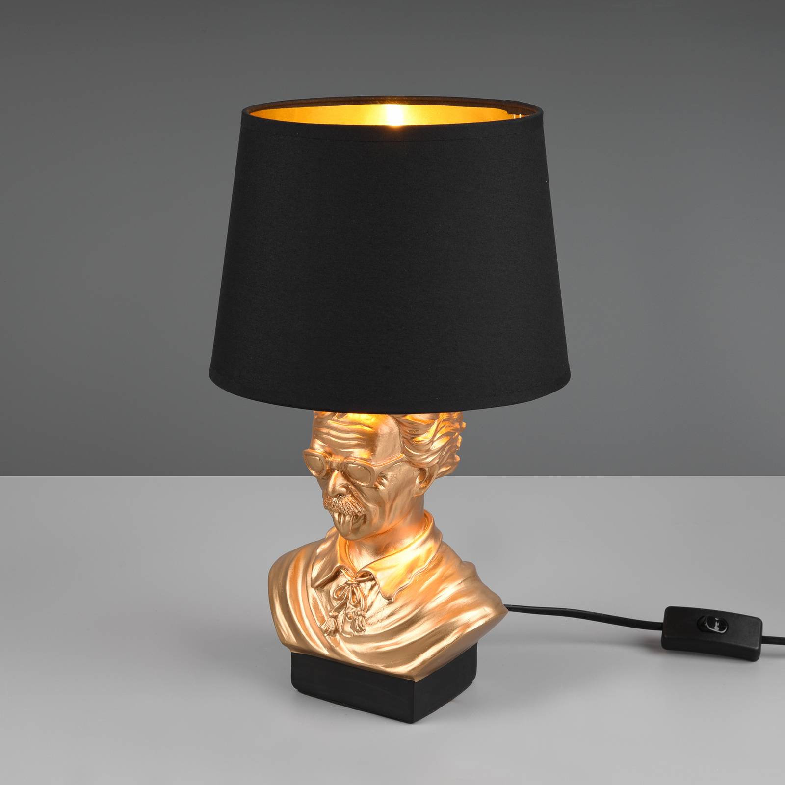 Reality Leuchten Stolní lampa Albert ve tvaru bysty, černá/zlatá