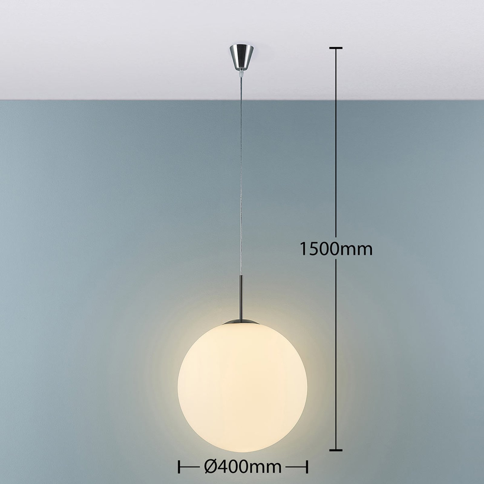 Lámpara colgante de bola Marike vidrio opal, 40 cm