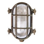 Outdoor wall lamp Tortuga oval 17cm made of brass