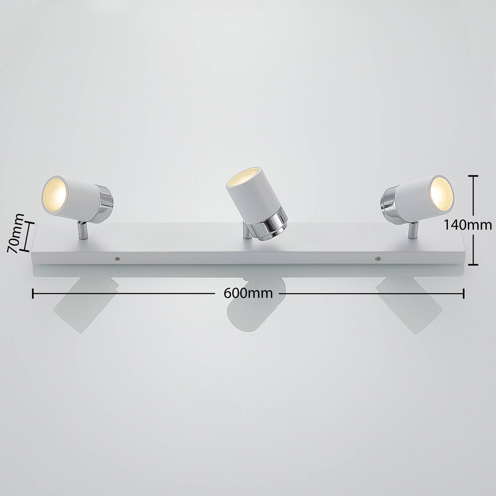 3-Punktowa łazienkowa lampa sufitowa Kardo, biała