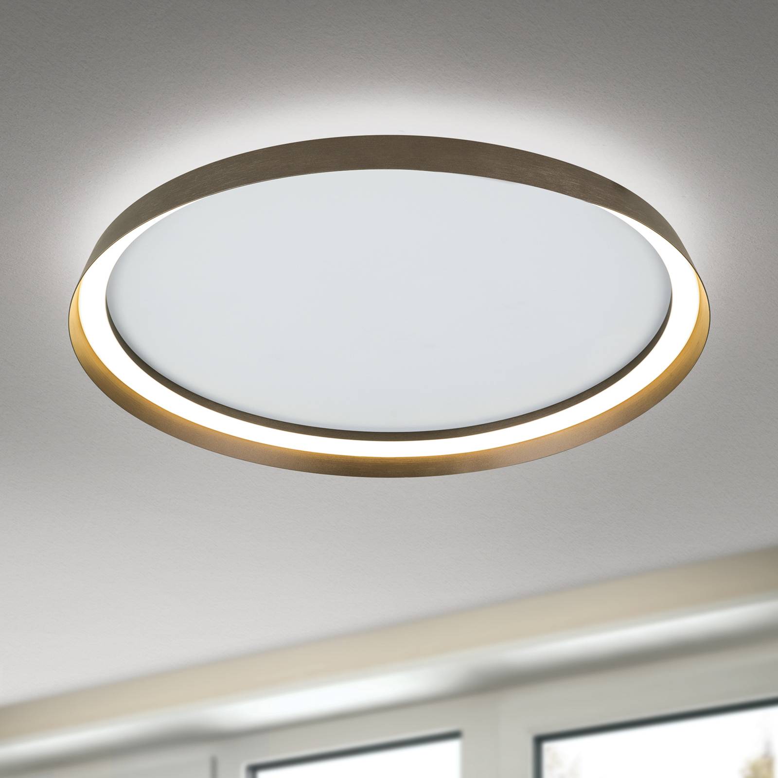 LED-Deckenlampe Manta, Ø 60 cm, alu/bronze, Alu, up/down günstig online kaufen