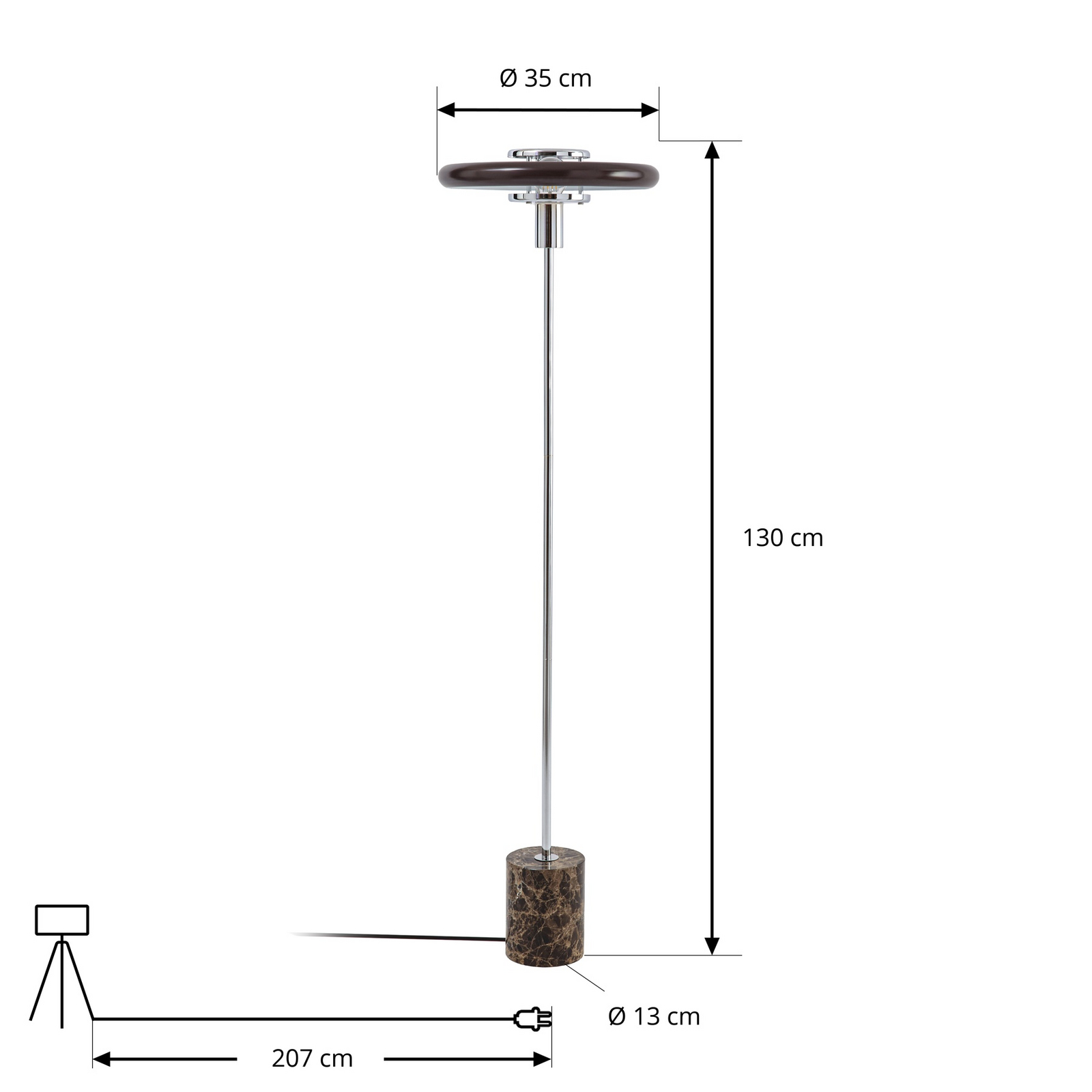 Lampa stojąca Lindby Branford, styl retro, brązowa, metal/marmur Lampa stojąca Lindby Branford, styl retro, brązowa, metal/marmur