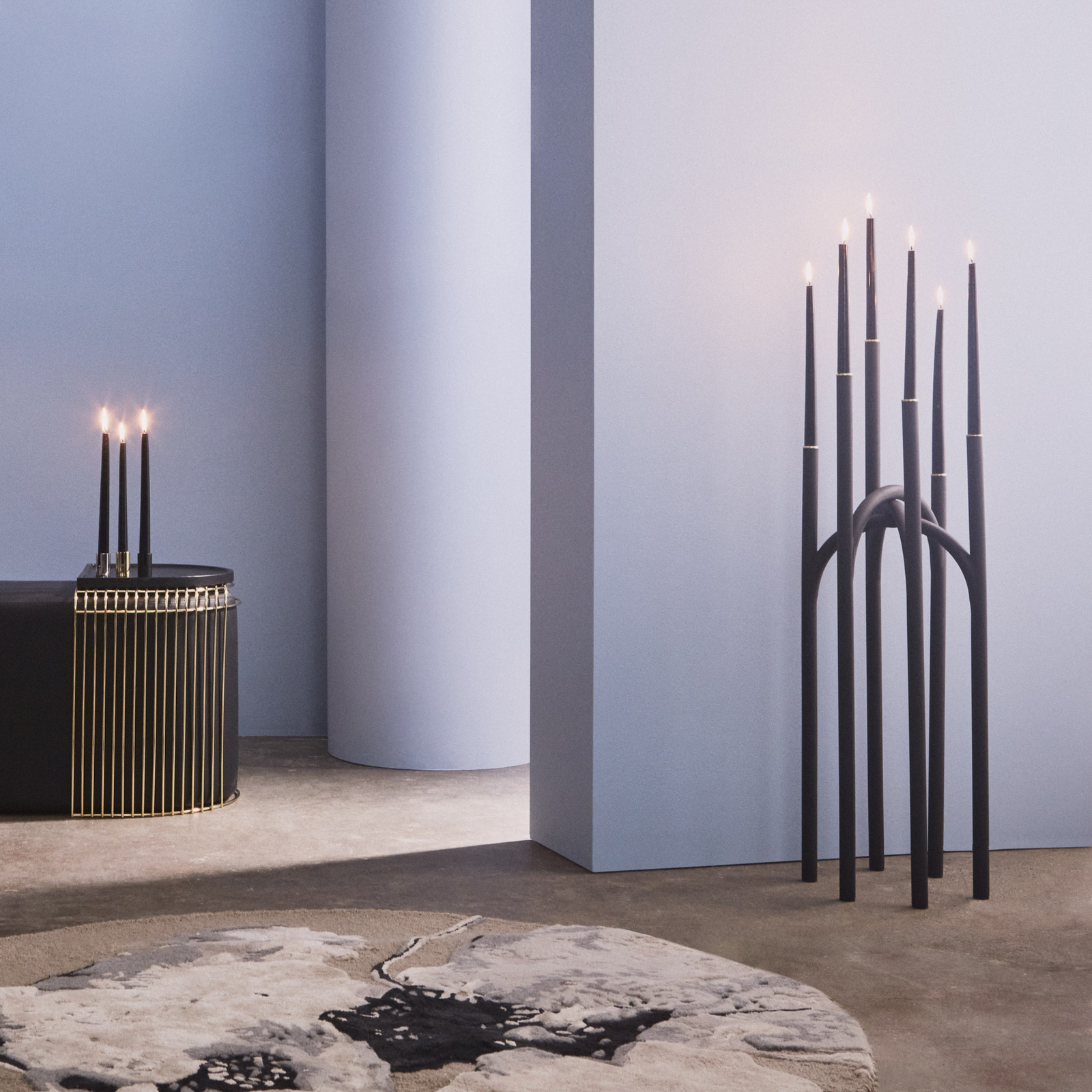 Angui Porte-bougies H92 Noir/Or - AYTM