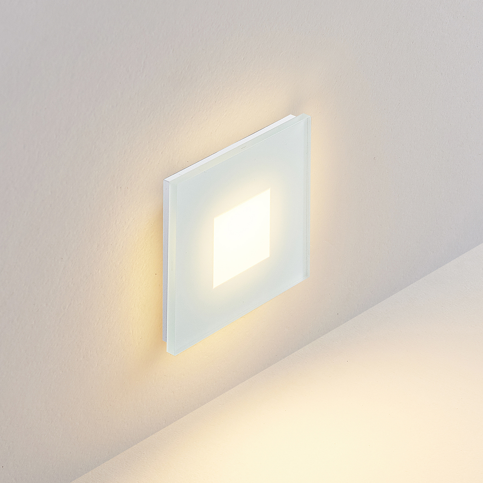 Molto Luce LED recessed light Wall R68 Glass IP44 SQ, white, CCT